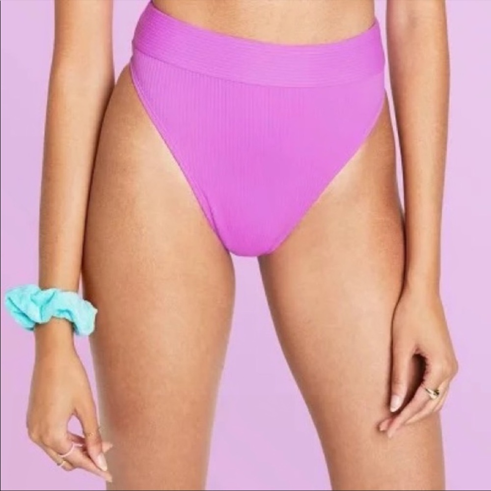 NWT Stoney Clover Lane x Target Bright Purple High-Waist Ribbed Bikini Bottom